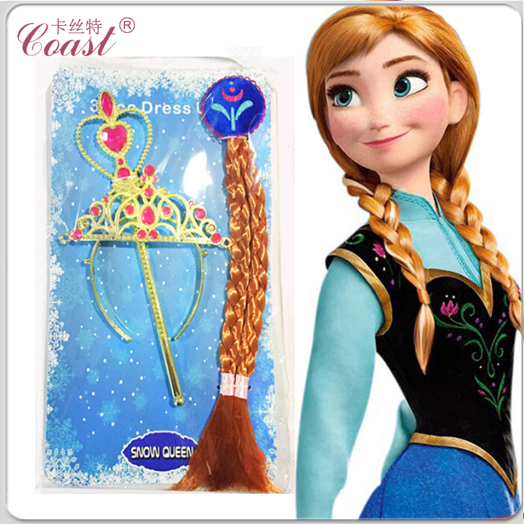hot sale anna gloves + magic wand + rhinestone crown + hairpiece girls wig