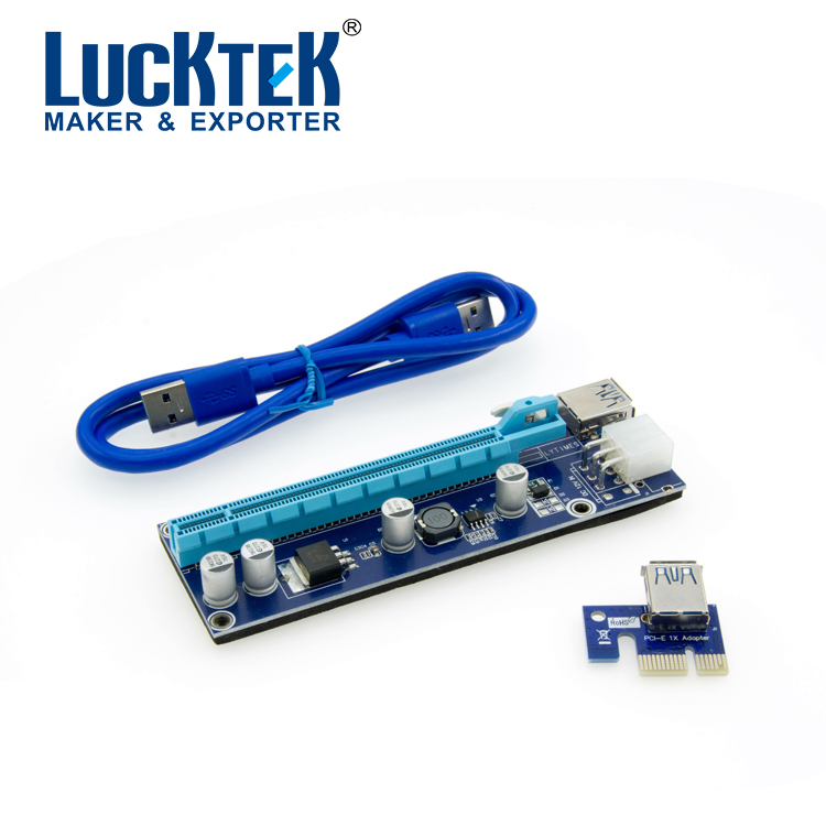 PCI-Express 1X to 16X riser card with USB 3.0 cable for mining with SATA power cable
