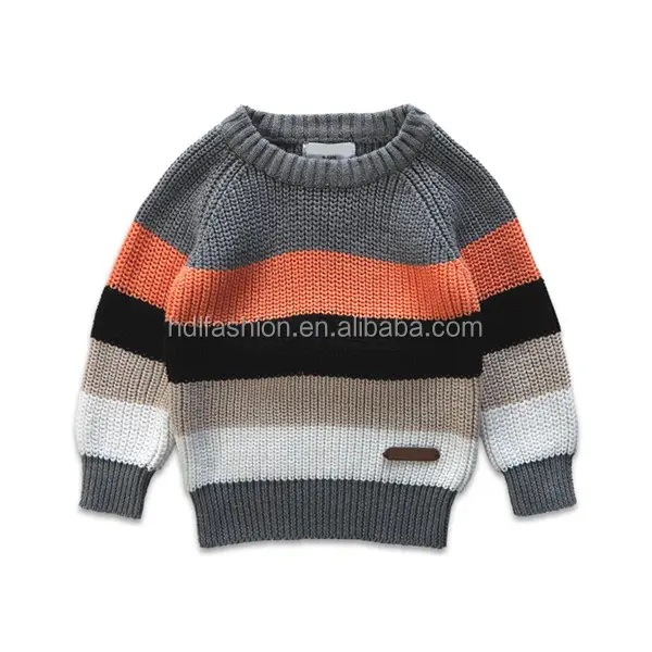 Boy stripes knit 100%cotton knitting patterns children sweater