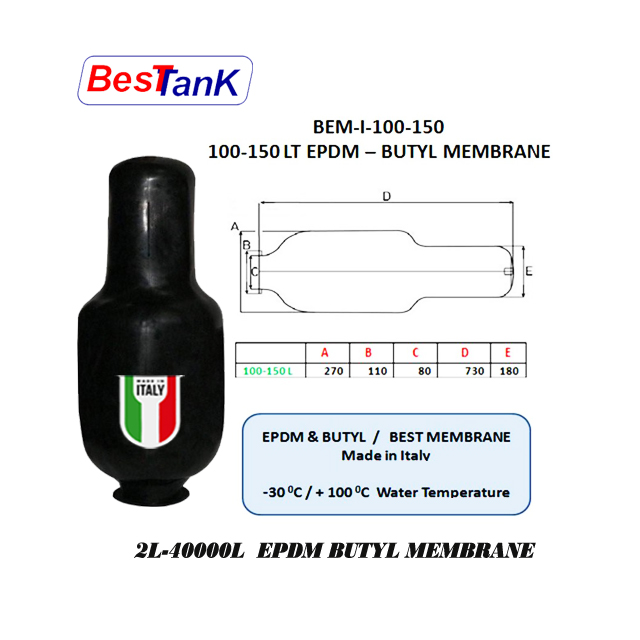 BESTANK 100-150 lt EPDM и бутиловый резервуар для питьевой воды, резиновая мембрана