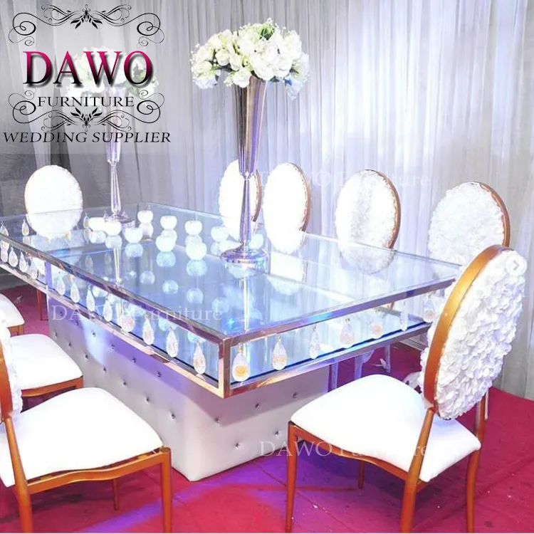 mirrored glass top wedding banquet hall tables wholesale
