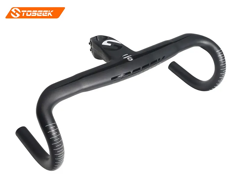 TOSEEK Road bike bicycle handlebars integral carbon handlebar 400/420/440mm with 28.6mm stem super light 300g