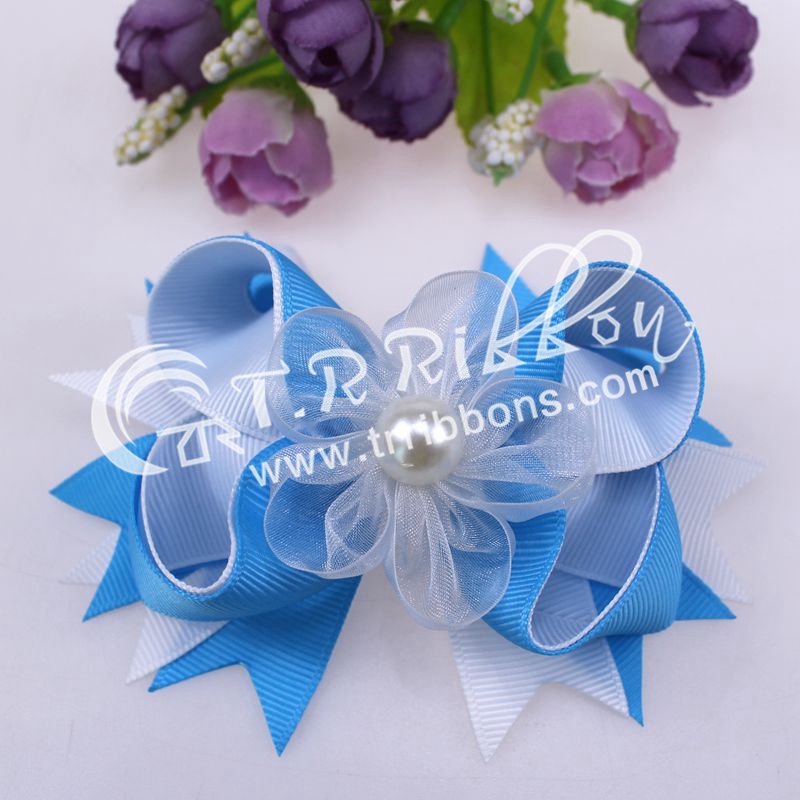 Красивые волосы девушки цветок с зажимом Grosgrain Бутик волос лук