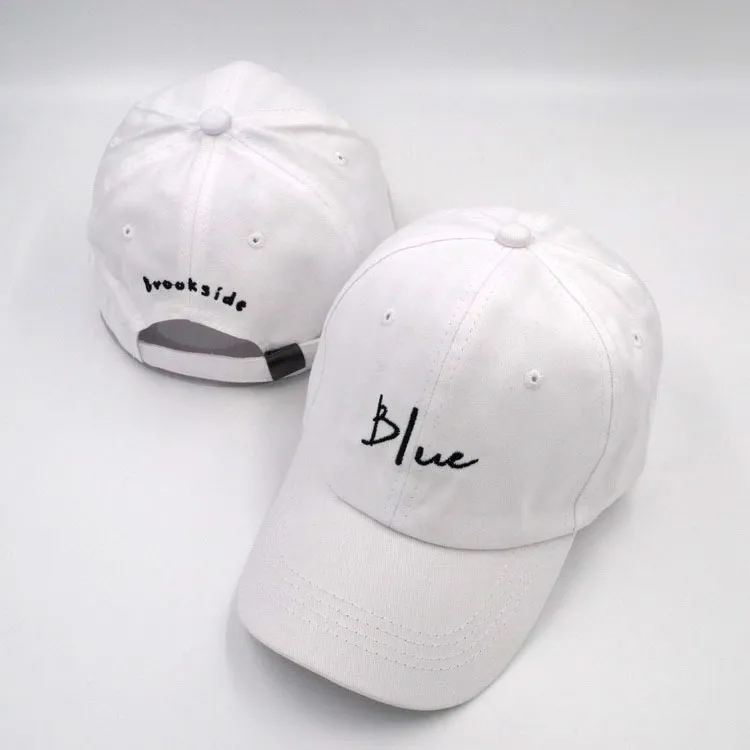 Hot sale metal buckle text embroidery logo curve brim custom twill cotton black dad hat 6 panel baseball caps manufacturers