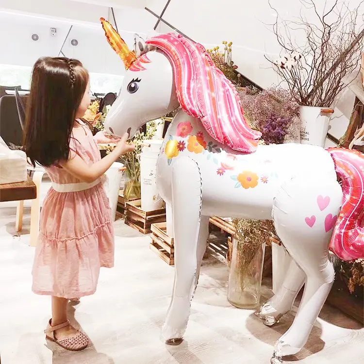 Hot 116x106cm 3D sale Big Size Birthday Party Decorations Kids Unicorn Animal Foil Balloons