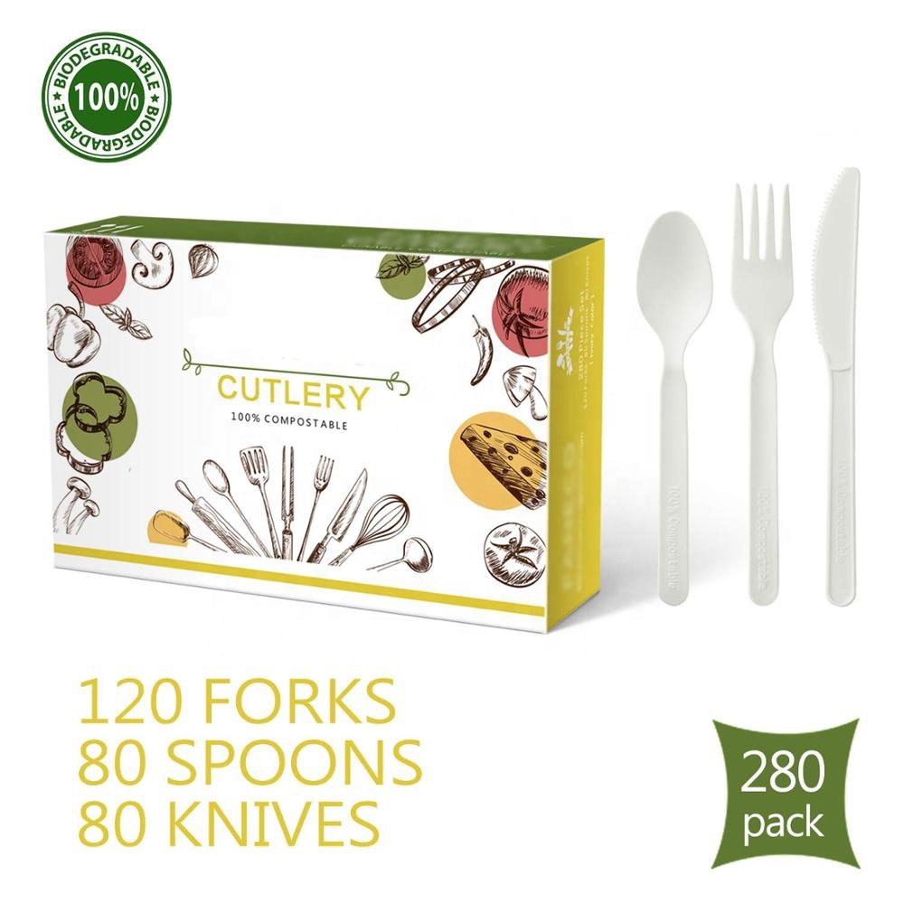 Эконолист 7 дюймов оптовая продажа Compostable столовые приборы на заказ CPLA посуда ложка Вилка Набор Ножей