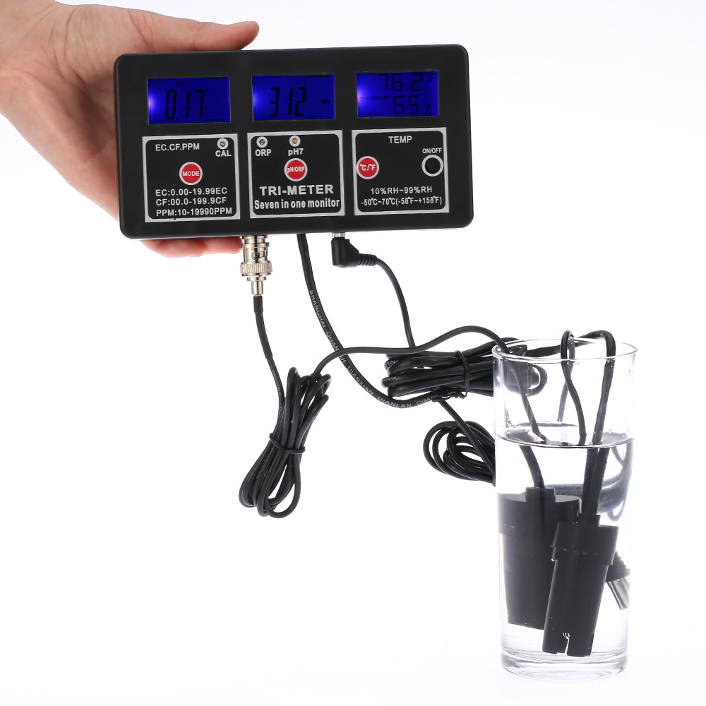 Измеритель Качества Воды 7 в 1, цифровой рН-метр, ORP/ph/RH/EC / CF / TDS(PPM)