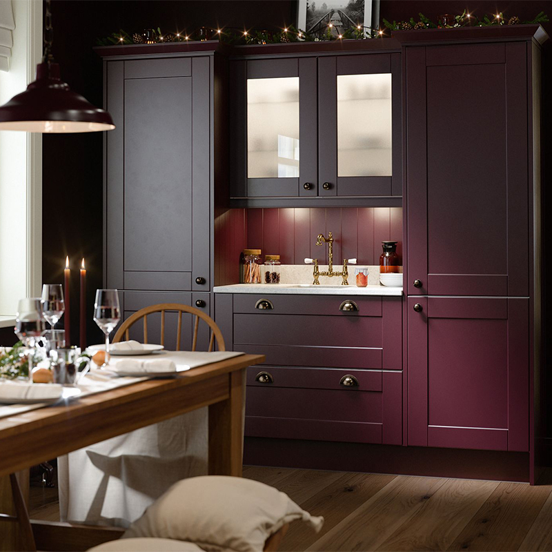 Welbom Modern High Gloss Purple Kitchen Cabinets