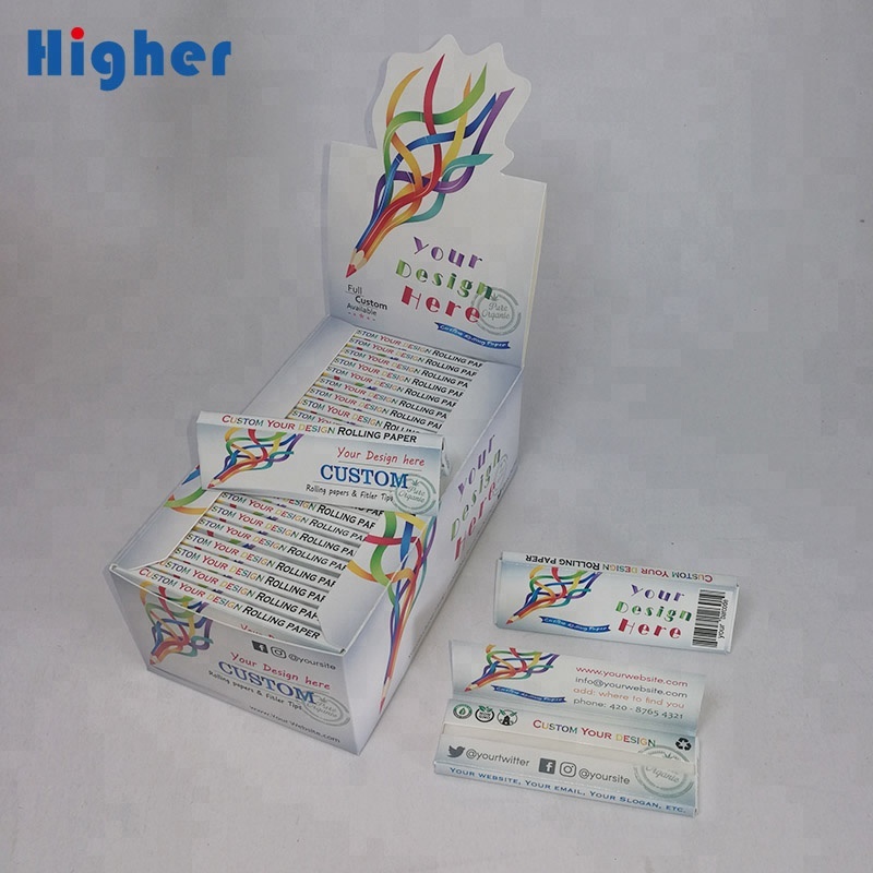 Custom branded rolling paper personalized logo premium ultra thin slow burn smoking skins