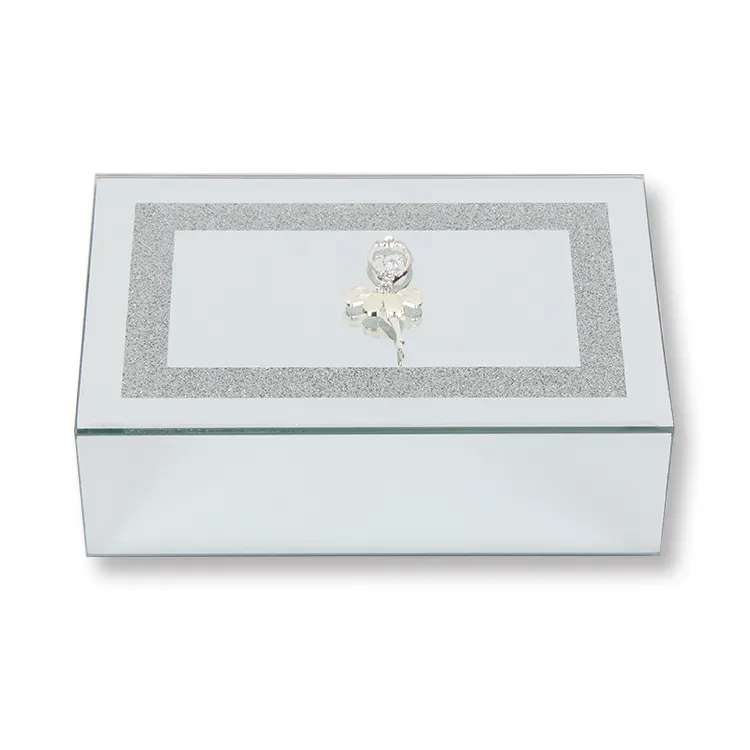 Luxury and customized Silver glitter dancing girl decorative jewelry glass box organizer