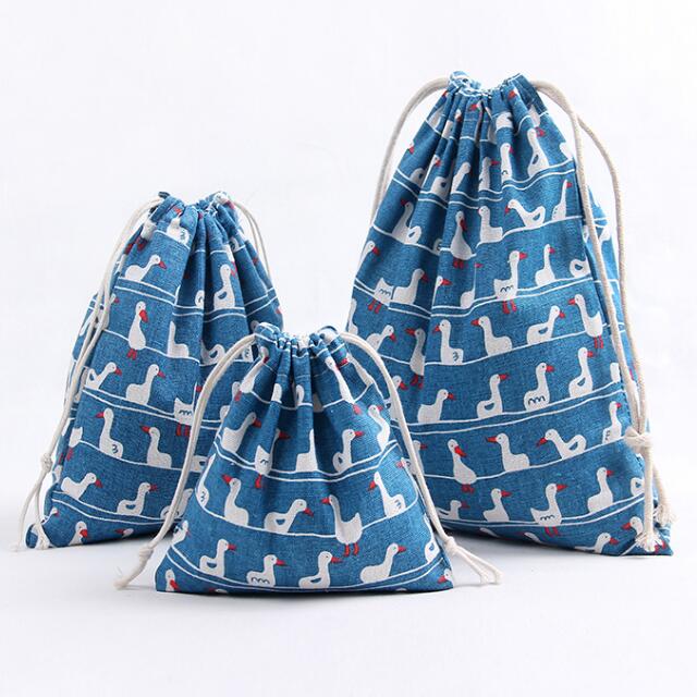 Высокое качество хлопок джут drawstring пыли Сумки с принтом