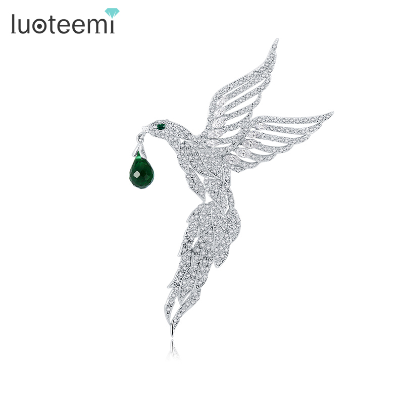 LUOTEEMI Special New Wholesale European And American Original Design Fashion Christmas Gift Women Retro Large Bird Brooch