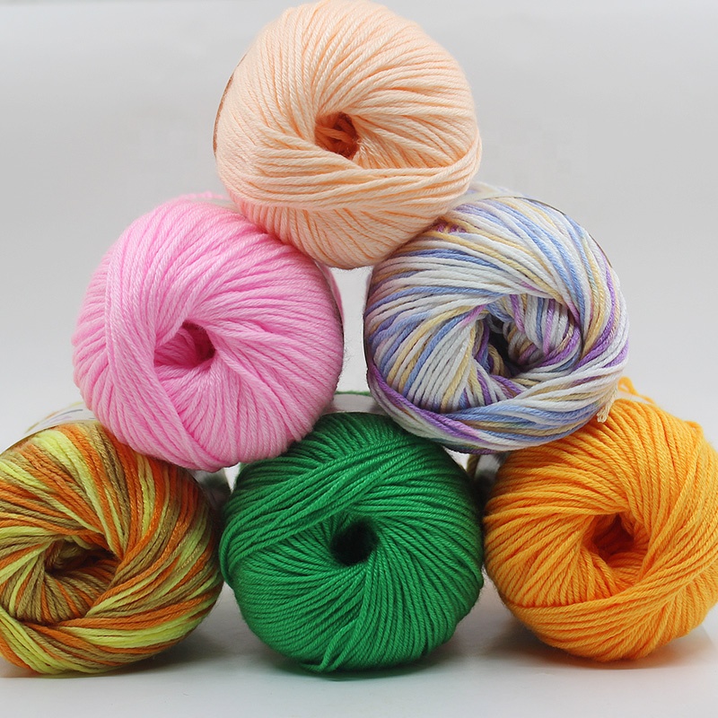 Wholesale 1kg 20Balls Milk Yarn Cotton Recycle Healthy Anti-pilling Fashion Milk Cotton Yarn