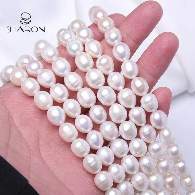 AAA Wholesale 10-11 Mm Pearl Beads White Oval China Natural Freshwater Loose Glass Pearl