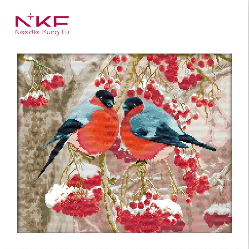 NKF 2018 Hot sell Bullfinch Pattern 11CT 14CT DMC DIY Cross Stitch Kits For Embroidery Wall Decor Needlework Cross Stitch
