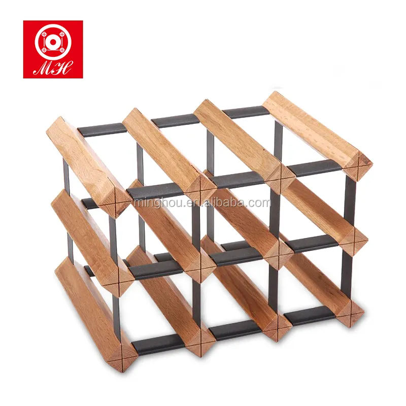 2017 Minghou Modular wooden wine rack with black metal strips