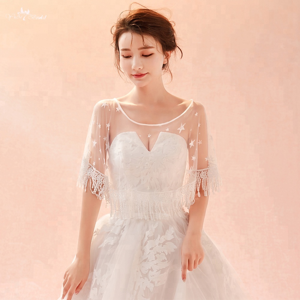 LZP284 реальные фотографии Yiaibridal Свадебные аксессуары звезда форма с кисточкой Свадебные Болеро цвета слоновой кости тюль женщина Свадебный шаль
