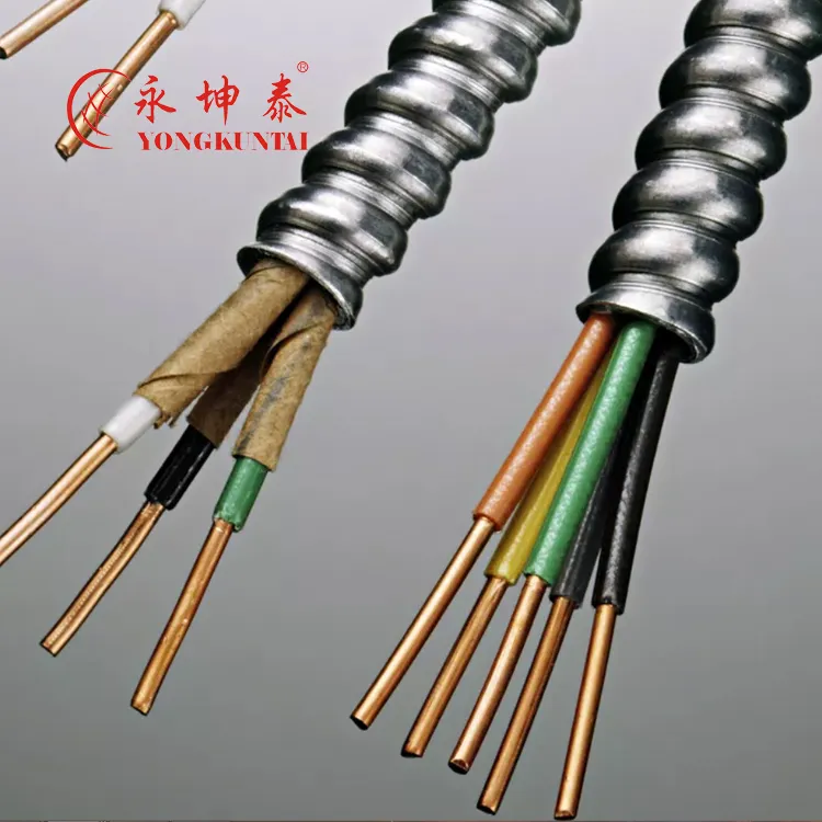 250ft 12/2 solid CU MC lite cable Aluminum Armored Cables for USA Market THHN Cable