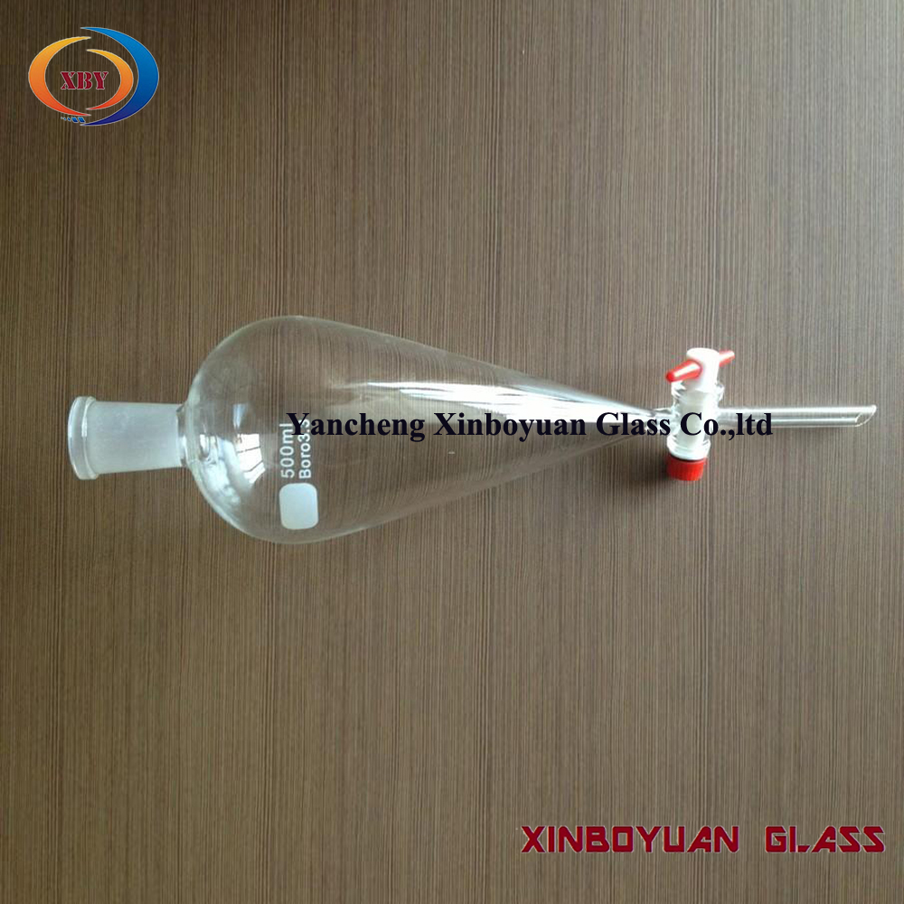 Glass separating funnel for laboratory