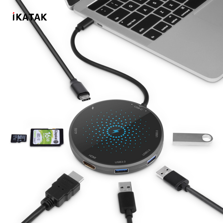 2019 новый продукт 8 в 1 несколько док-станции 4K HD USB3.0 PD зарядка беспроводной USB концентратор