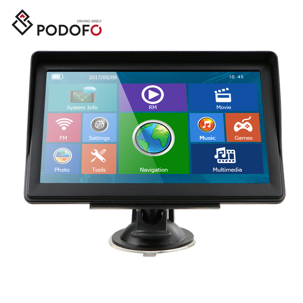 Podofo 7 ''GPS автомобильный спутниковый навигационный навигатор с бесплатными картами сенсорный экран 8 Гб ROM поддержка fm-радио MP3 MP4