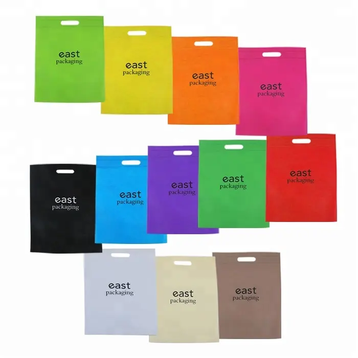 Non-woven Tote Bag Custom Logo Handled Style And Non-woven Material Die Cut Handle Tradeshow Non Woven D Cut Bag