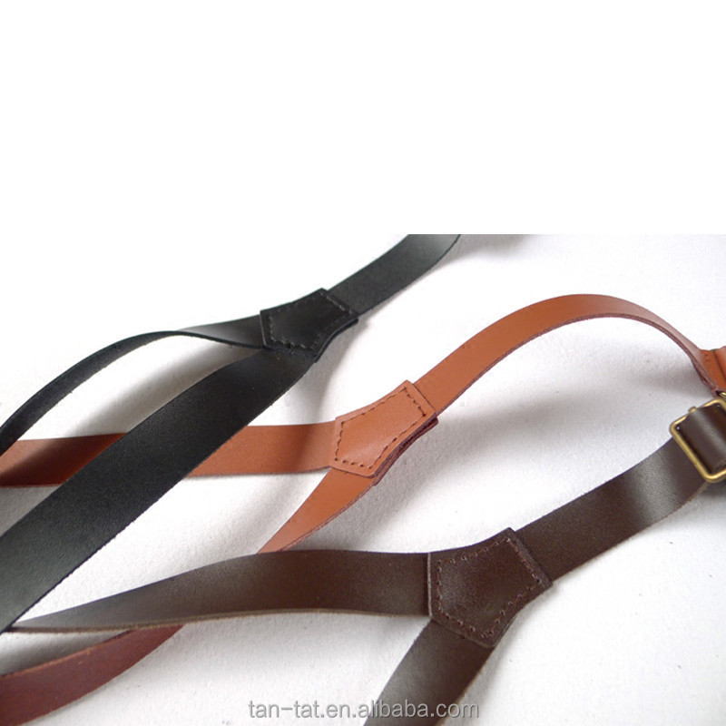 Cow Leather Men's Jean Clips Suspenders