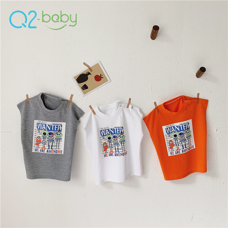 Q2-baby «унисекс» для мальчиков и девочек, футболки с рисунками из мультфильмов хлопковое платье без рукавов для маленьких девочек, футболка