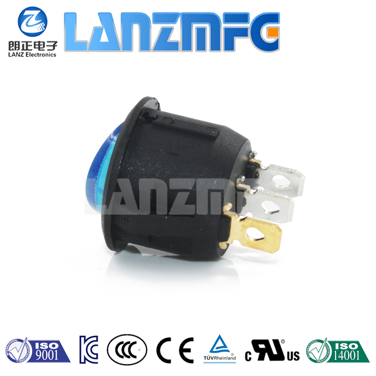 KCD2-101N blue light Round waterproof mini lighted rocker switch
