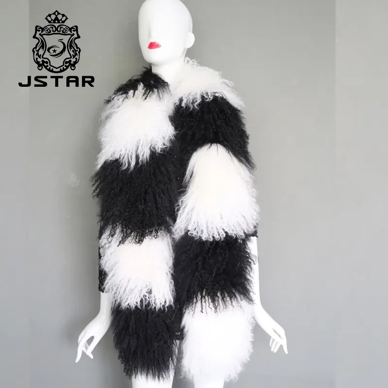 Women 180cm*10cm Real 100% Mongolian Fur Scarf