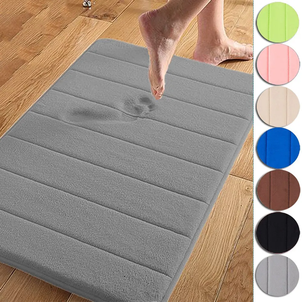 Cheap Memory Foam Bath Mats 40cm60cm Bathroom Horizontal Stripes Rug Absorbent Soft Comfort Non slip Bath Mats