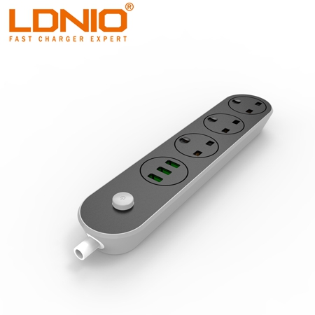 Удлинитель LDNIO с 3 USB-портами и умным зарядным устройством, 2500 Вт
