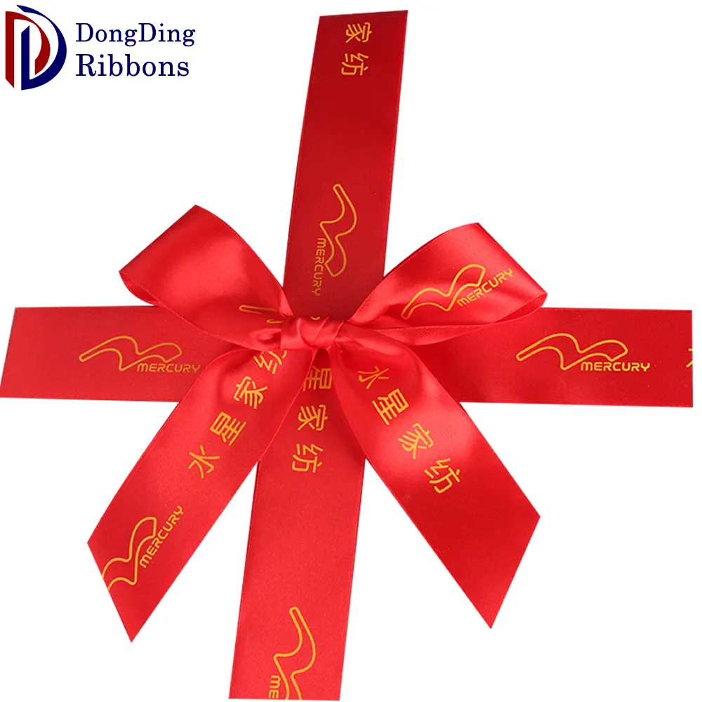 Customized logo wedding decoration ribbon bow handmade gift satin wrapping ribbon bow