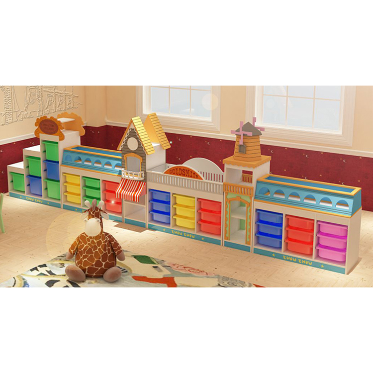 Cheap Kindergarten Children Wooden Furniture Combination Cabinet Kids Toys Cabinet For Sale