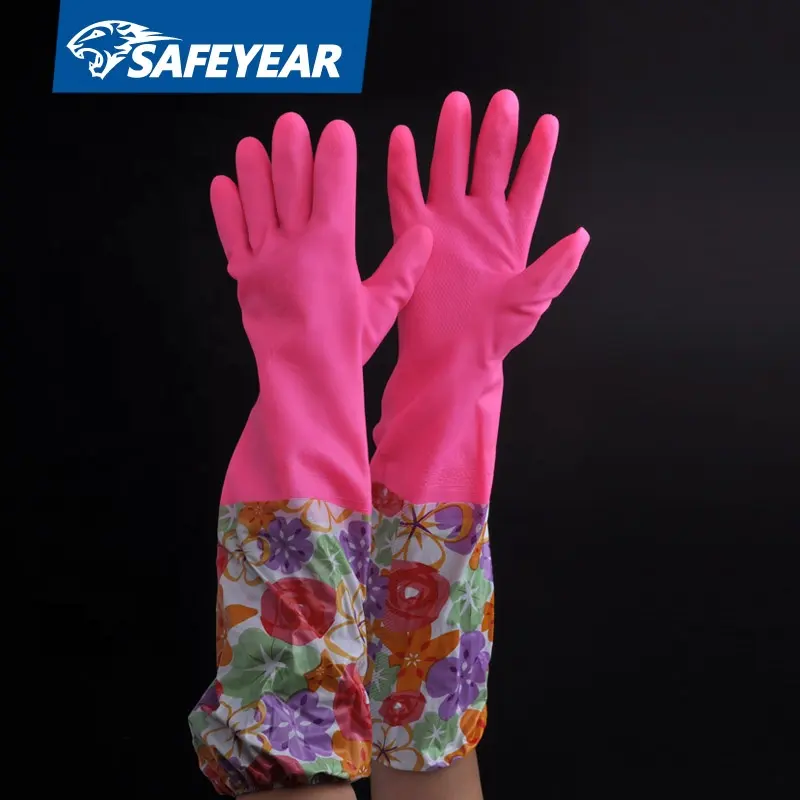 Waterproof Latex PVC Kitchen Household Gloves, Protective Rubber Cleaning Gloves for Kitchen Dishwashing, Car Washing etc