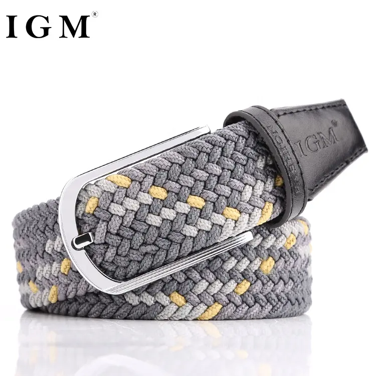 Braided stretchy webbing belt Elastic with woven logo