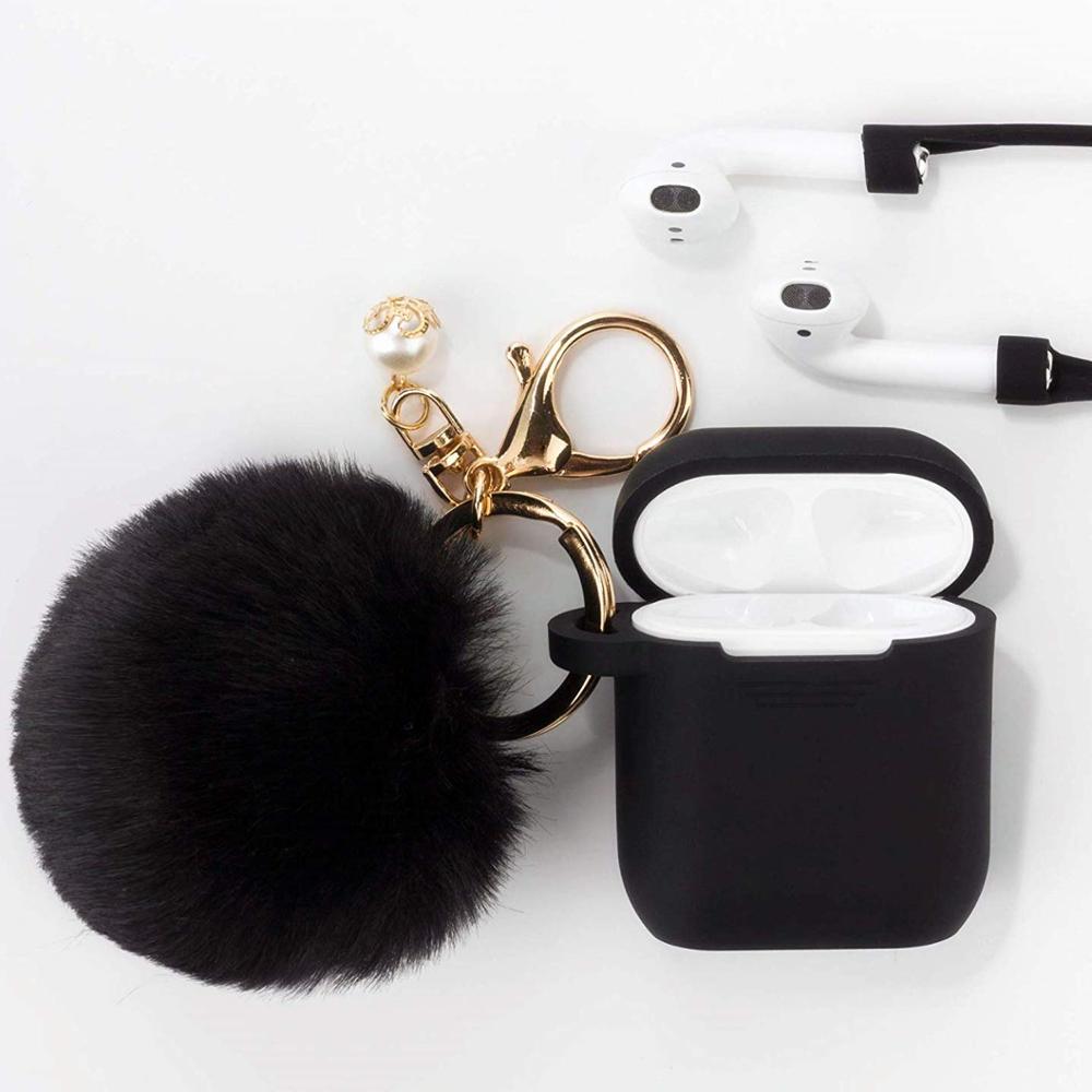 Беспроводной чехол для наушников, резиновый милый чехол, чехол для Apple Airpod 3 2 1 Pro Flurry, меховой брелок с помпоном