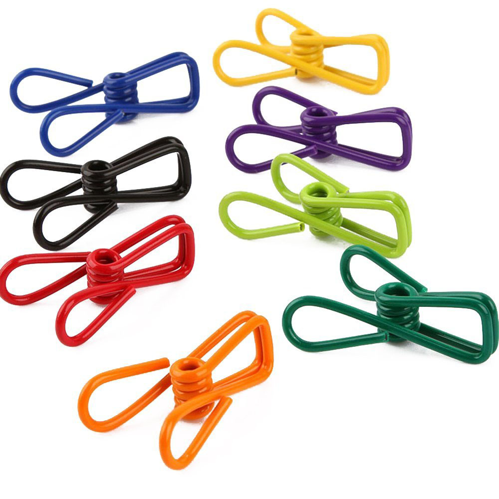 10-Pack Colorful PVC Coated Steel Multi-purpose Clothesline Windproof Clothespin Wire Clips Clothes Pins