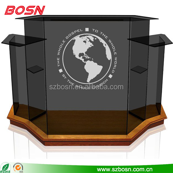 Great quality deluxe acrylic speech pulpit podium Perspex table top lectern with wooden