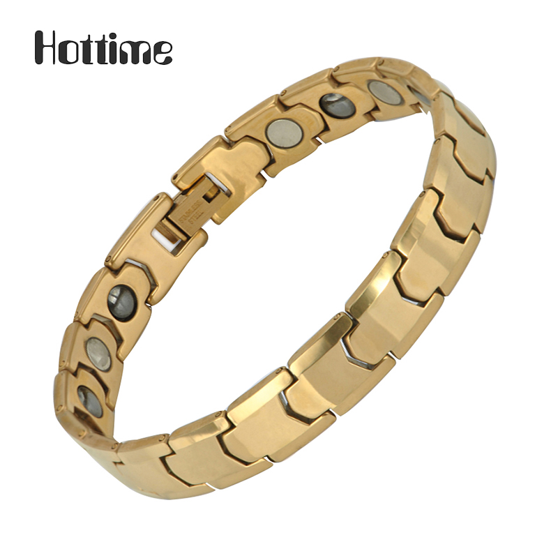 Pain Relief Unisex Germanium Link Gold Tungsten Magnetic Therapy Bracelet
