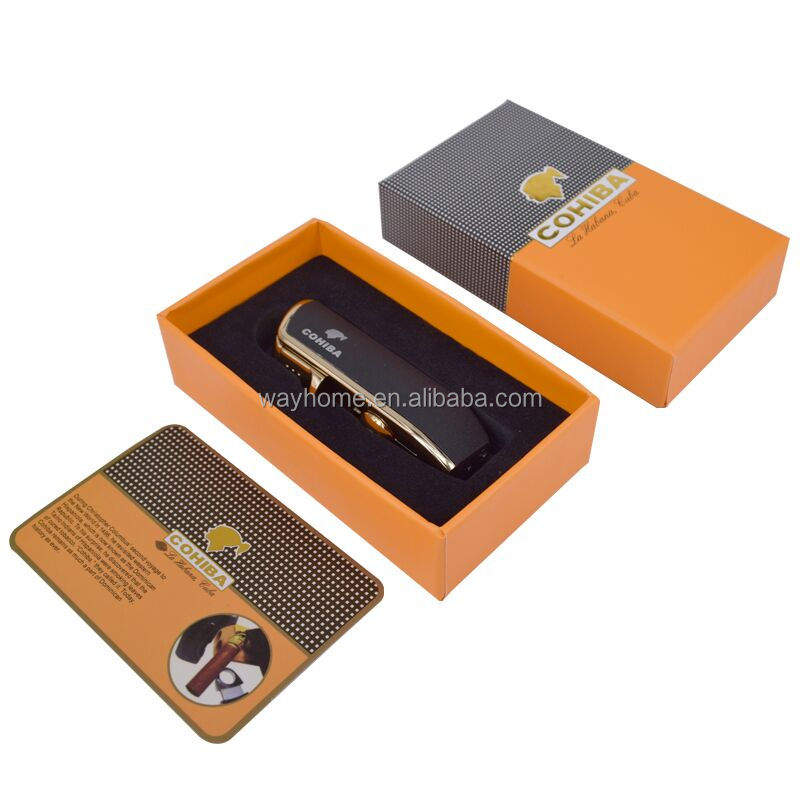 Металлическая зажигалка для сигар COHIBA, тройная зажигалка, подарочная коробка