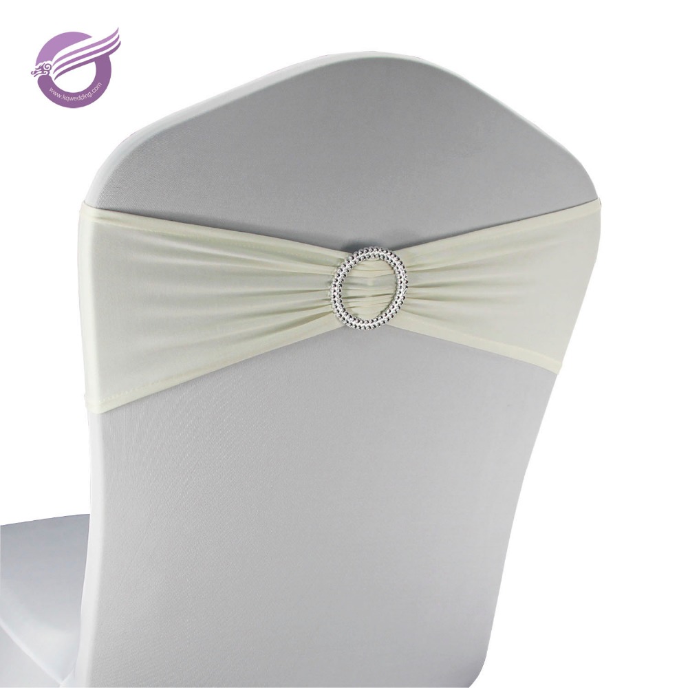 BS00136 ivory wholesale wedding Spandex Chair Band With Buckle Stretch Chair Sash for banquet party on factory price