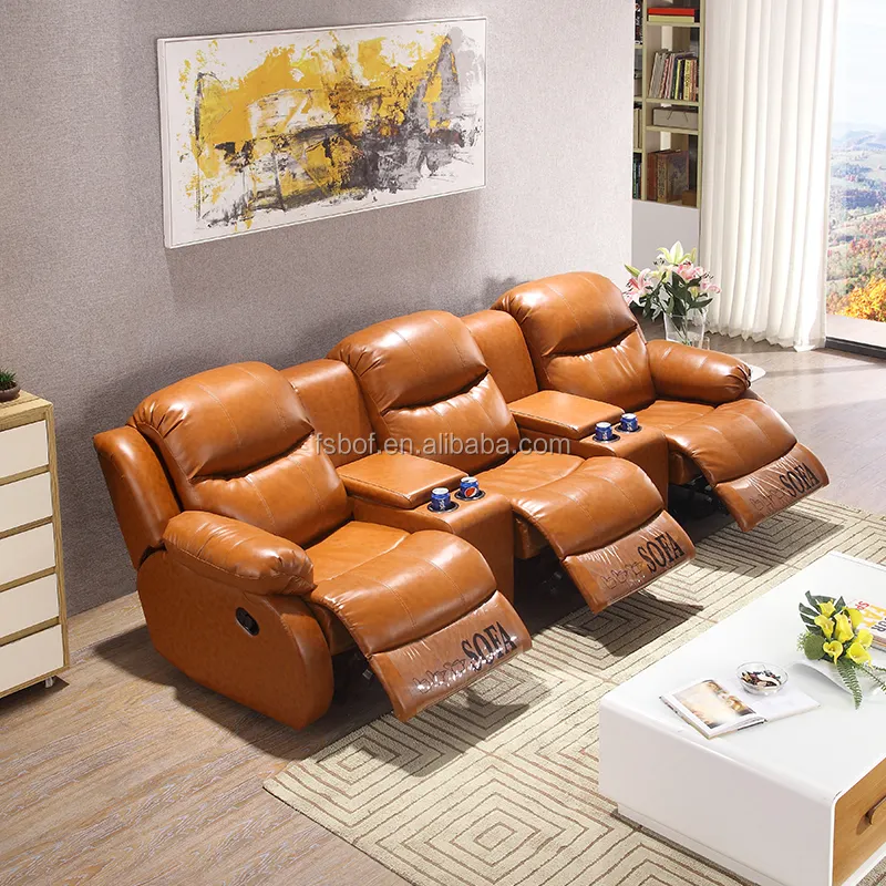fashion new design leather reclining sofa recliner chair designer home cinema sofa with cup holder furniture SC-50