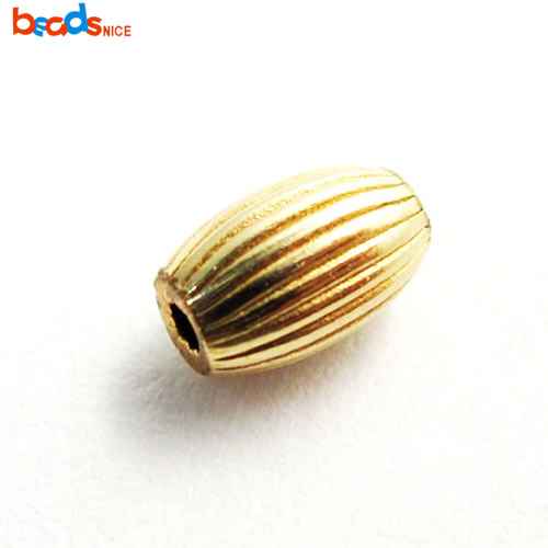 Beadsnice ID 26099 позолоченный Овальный гофрированная бисера 14/18kt золотые бусины