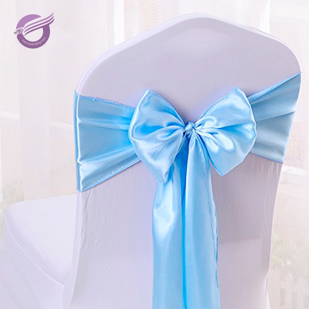 BS00042 flat or angled ends shiny satin light baby blue chair sashes