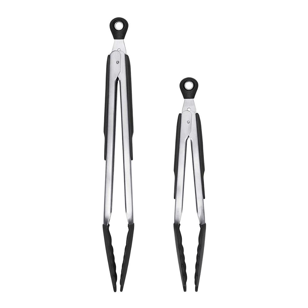 Food Grade Silicone Grill Tongs Set 9Inch 12inch Stainless Steel Non-stick Barbecue Tongs Silicone Cooking Tongs