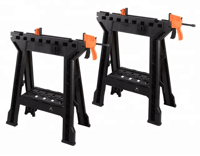 Черный складной компактный верстак Sawhorse, 2 зажима