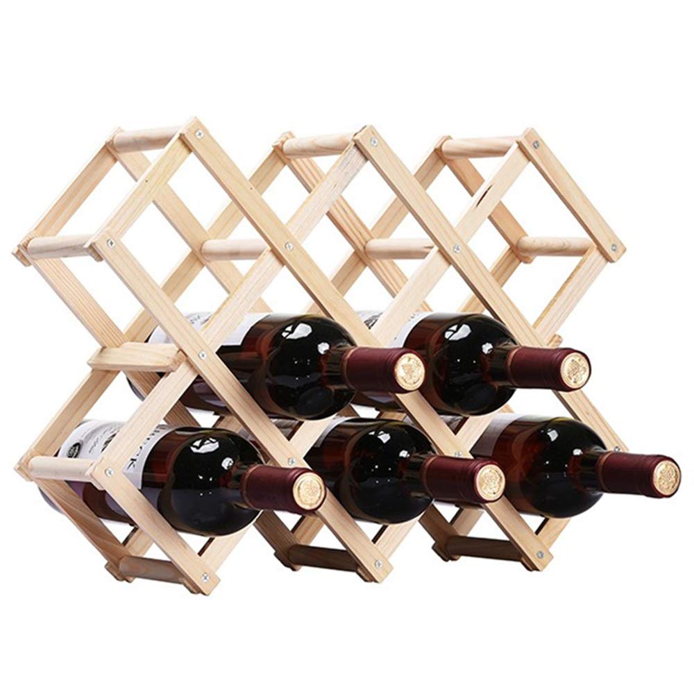 Vintage Wooden Collapsable Wall Mounted Hanging Wine Rack Countertop Decorative 10 Bottle