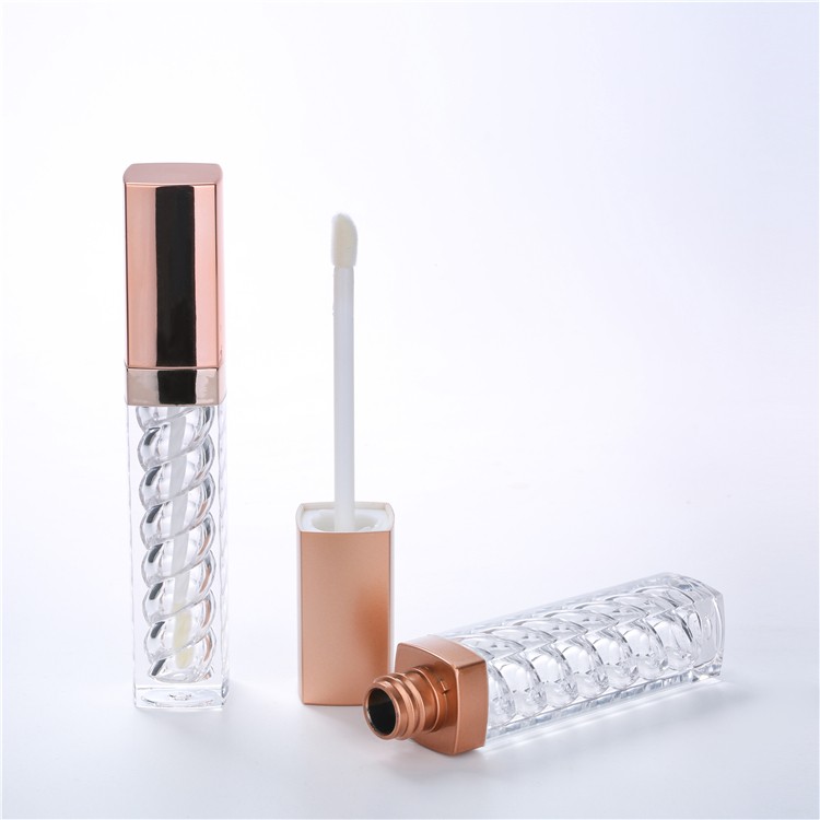 Gradient empty round clear lip gloss plastic tube