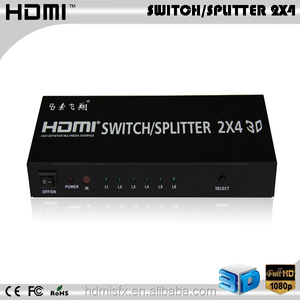 Разветвитель hdmi 2 в 4 выхода, выключатель с поддержкой оптического выхода, поддержка аудио 5,1 с четырьмя кабелями в наличии